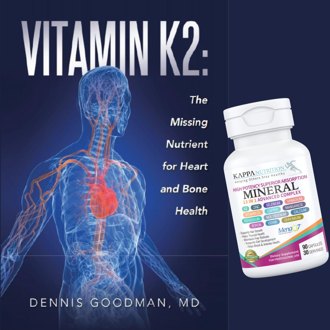 KAPPA NUTRITION (90 Capsules,Vitamin K2, Vitamin D3, Zinc, Selenium, Vanadium, Copper, Manganese, Potassium, Molybdenum, Calcium, Chromium, Iodine, Boron, Mineral 13 in 1 Advanced Complex, from