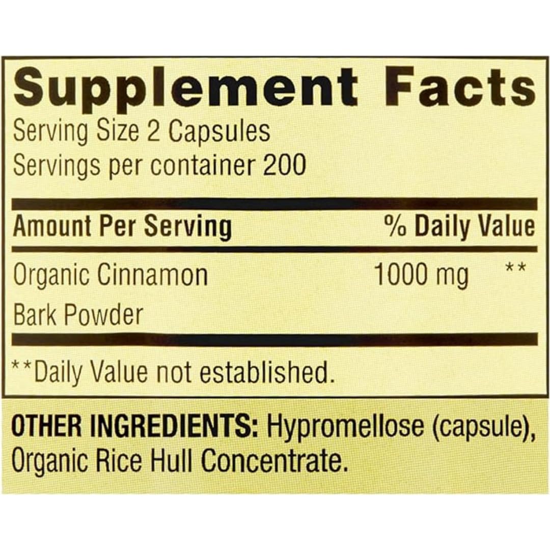ResMask Spring Valley Cinnamon Dietary Supplement, 1000 mg, 400 Vegetarian Capsules - Metabolism Support. Includes Sticker.