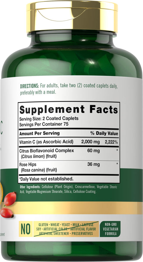 Carlyle Vitamin C 2000mg | with Rose Hips | 150 Caplets