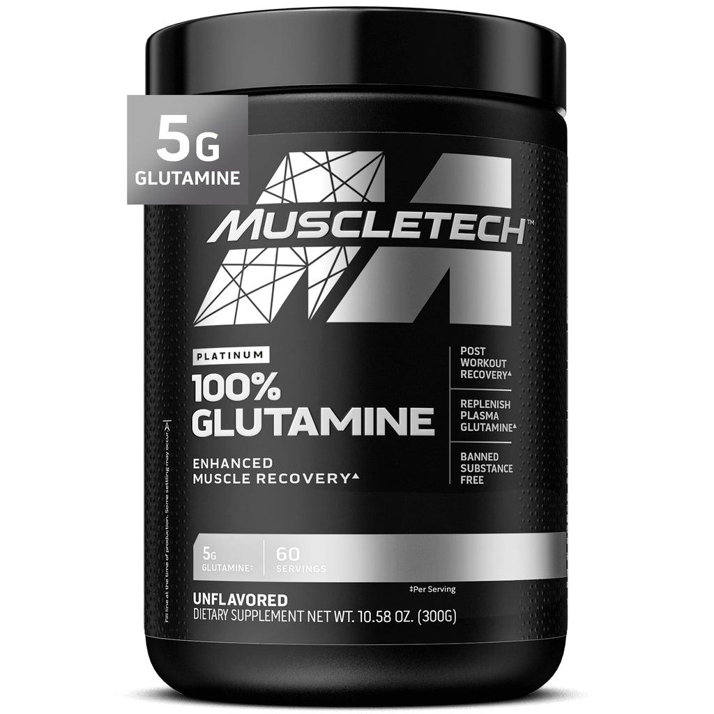 MuscleTech Glutamine Powder | 100% Pure L Glutamine Powder | Post Workout Recovery Drink | L-Glutamine Powder for Men & Women | Muscle Recovery | Unflavored (60 Servings)