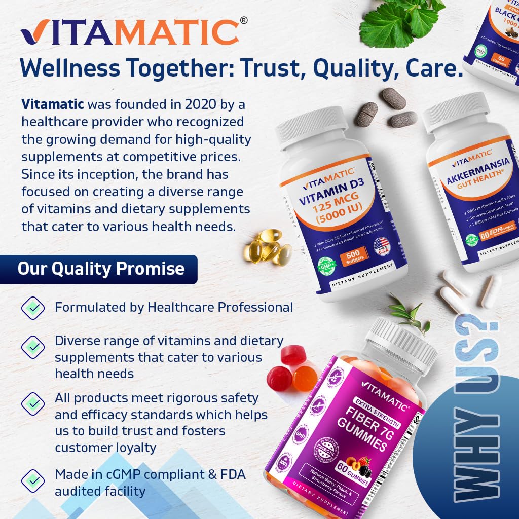 Vitamatic Vitamin D3 50,000 IU Once Weekly, 60 Veg Capsules, Made in USA