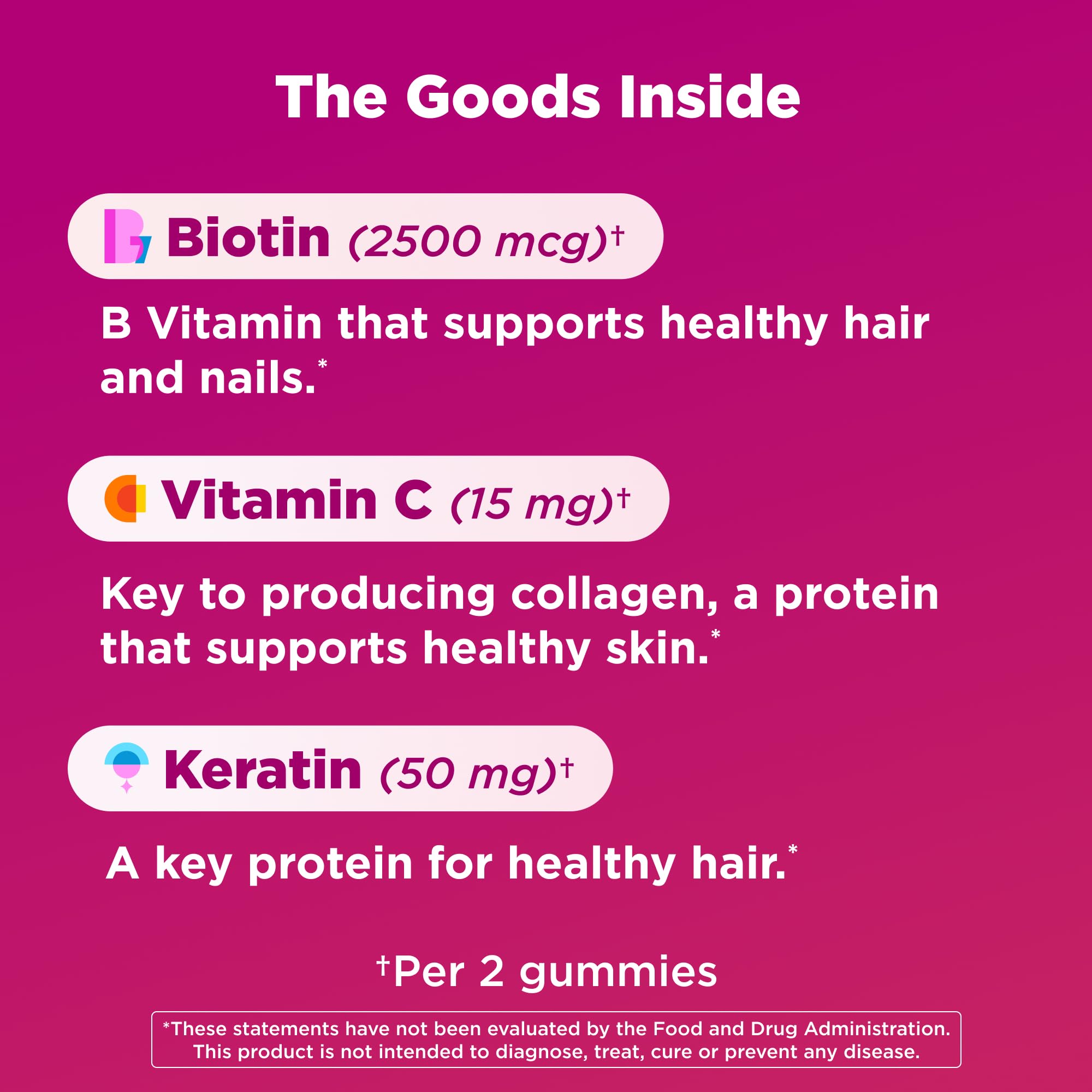 OLLY Hair Skin and Nails Gummies - Undeniable Beauty with Biotin 2500mcg Per 2 Gummies, Keratin & Vitamin C - Supports Healthy Hair, Skin, & Nails - Grapefruit Flavor - 60 Count