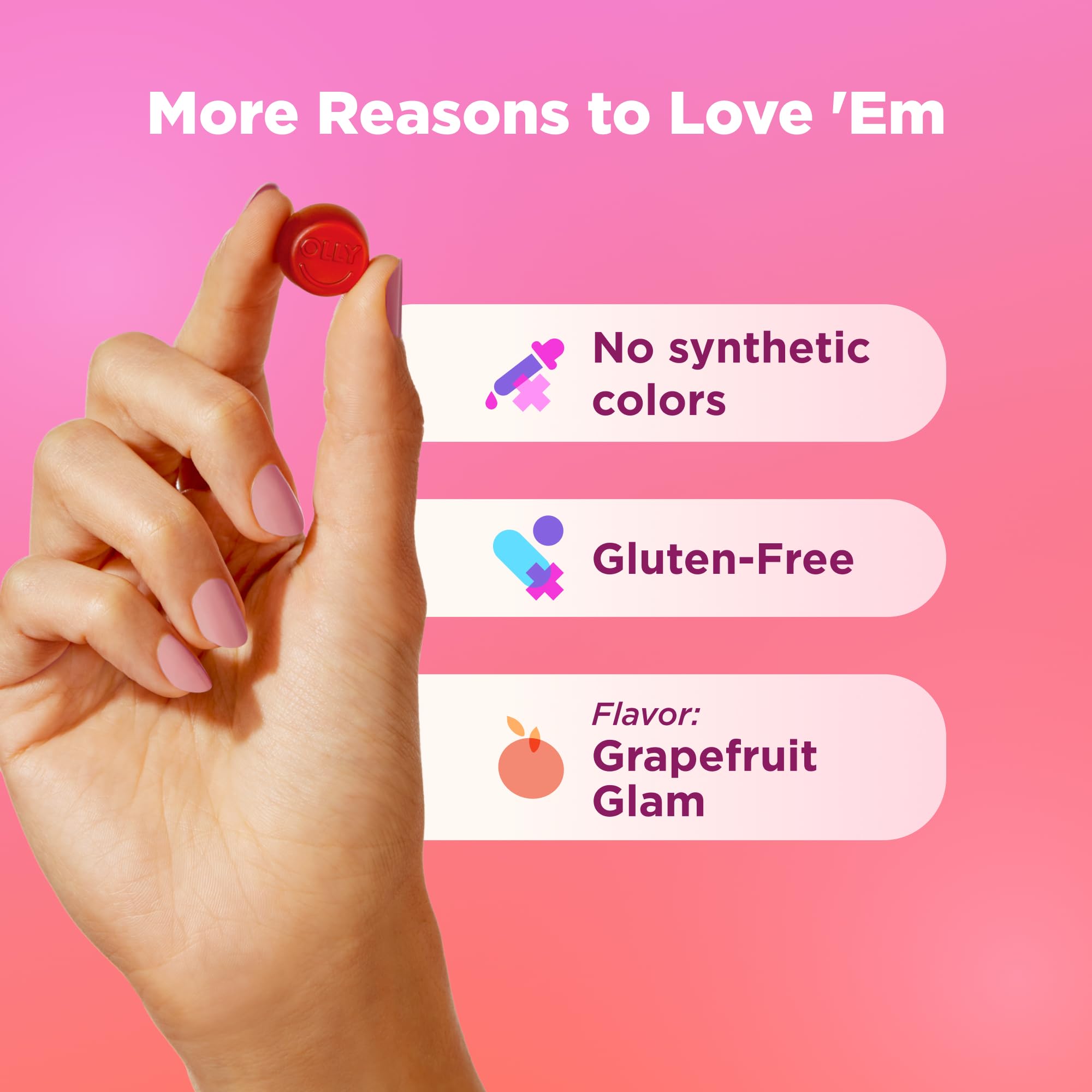 OLLY Hair Skin and Nails Gummies - Undeniable Beauty with Biotin 2500mcg Per 2 Gummies, Keratin & Vitamin C - Supports Healthy Hair, Skin, & Nails - Grapefruit Flavor - 60 Count