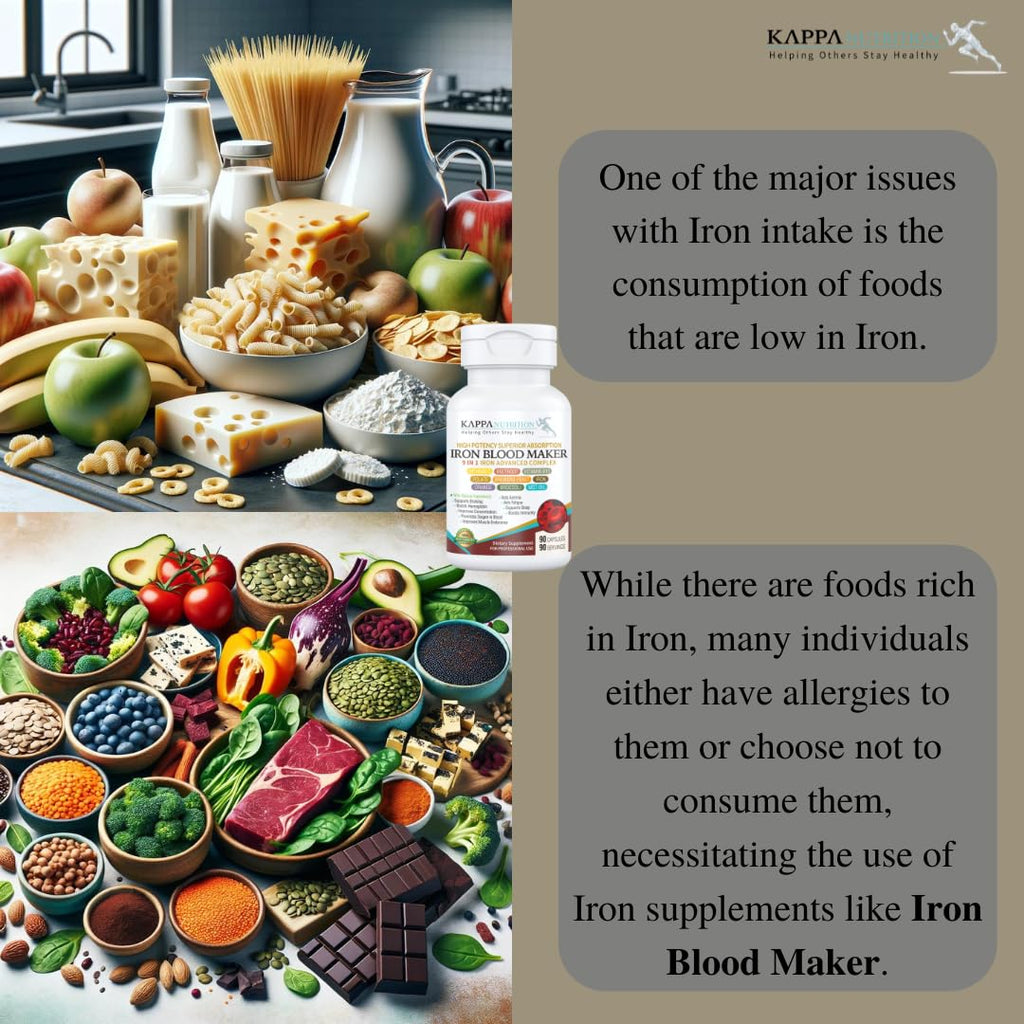 KAPPA NUTRITION Iron 26mg, Vitamin C & Orange 150mg, Folate 667mcg DFE, Vitamin B12, Beetroot, Brewers Yeast, Broccoli & MCT Oil 9 in 1 Advanced Complex (90 Capsules)