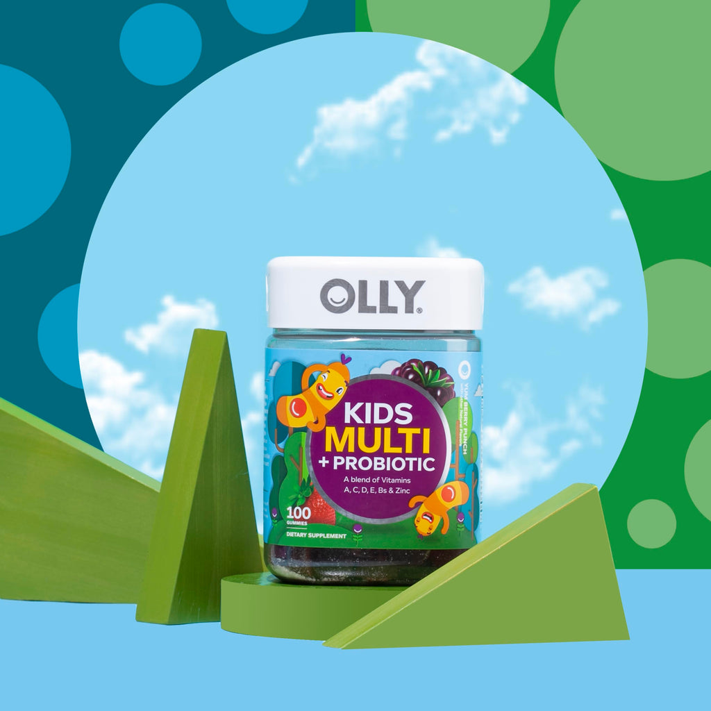 OLLY Kids Multivitamin & Probiotic Gummy, Digestive Support, Vitamins A, D, C, E, B, Zinc, Chewable Supplement, Berry Flavored, 50 Day Supply - 100 Count