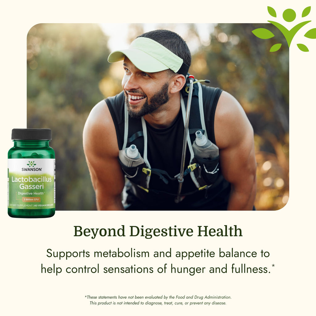 Swanson Lactobacillus Gasseri Probiotic for Adults Seeking Digestive and Metabolic Support with 3 Billion CFU - Acid-Resistant, No Refrigeration (60 Vegan Capsules)