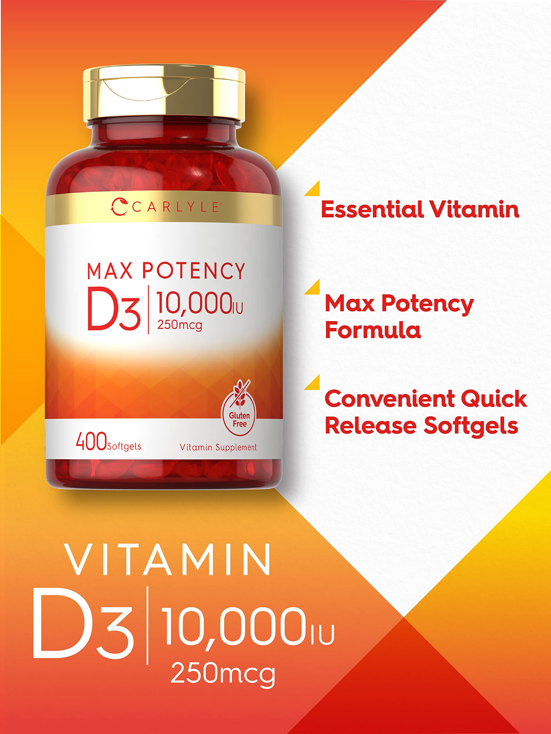 Carlyle Vitamin D 10000 IU 400 Softgels | Value Size | Max Potency
