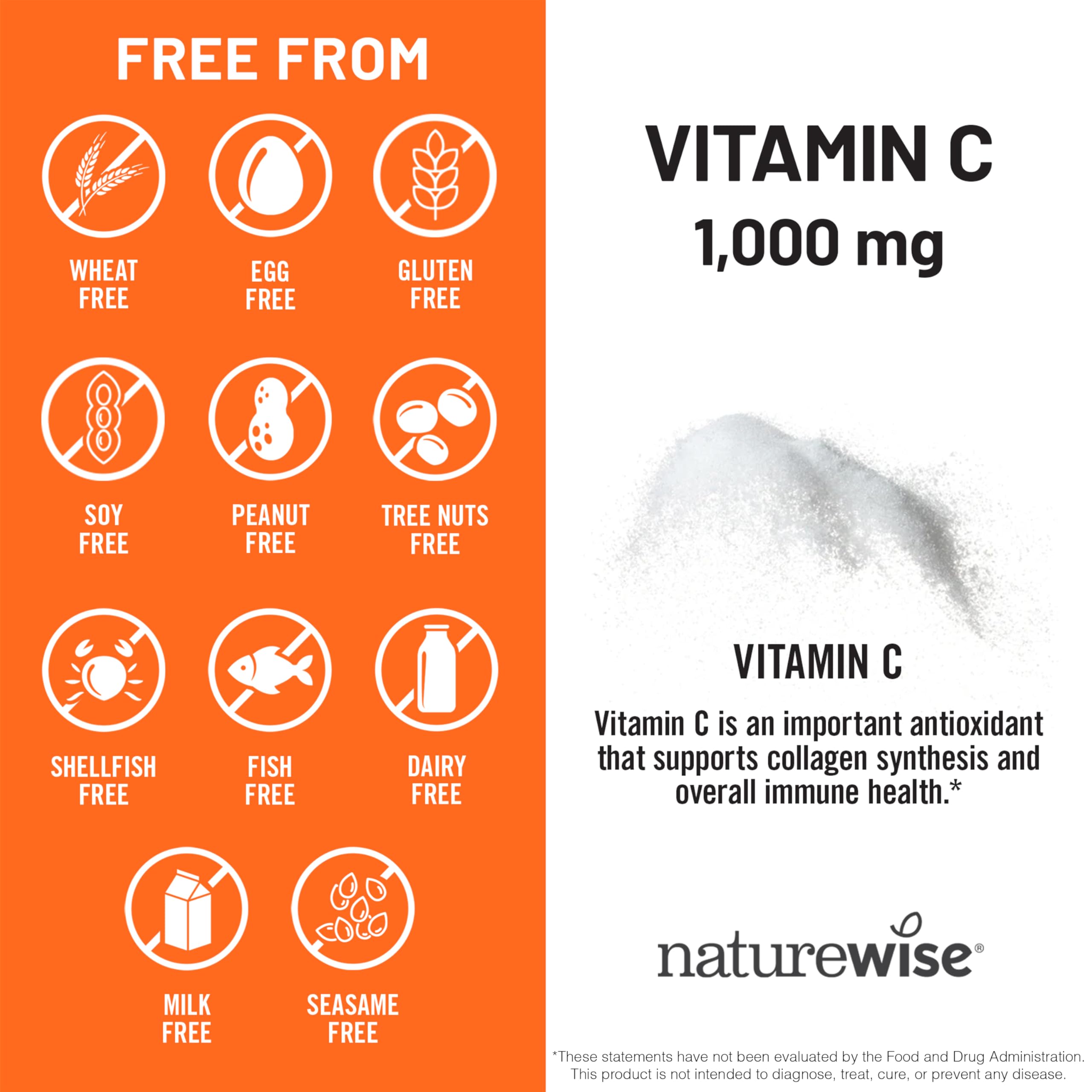 NatureWise Vitamin C 1000mg Capsules - Extra Strength Vegan Vitamin C for Daily Antioxidant & Immune Support - Non-GMO, USA Manufactured - 120 Capsules[120-Day Supply]