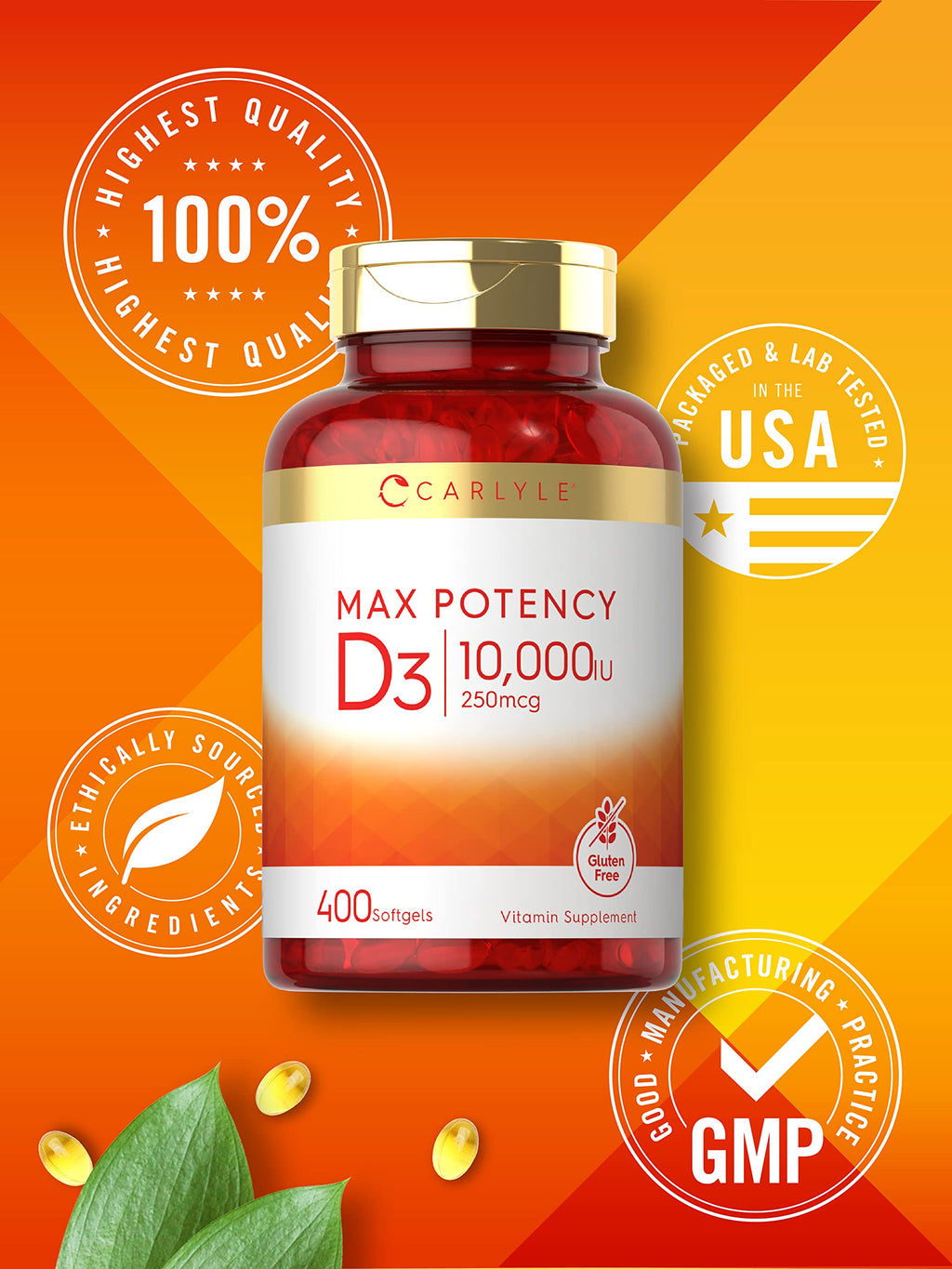 Carlyle Vitamin D 10000 IU 400 Softgels | Value Size | Max Potency