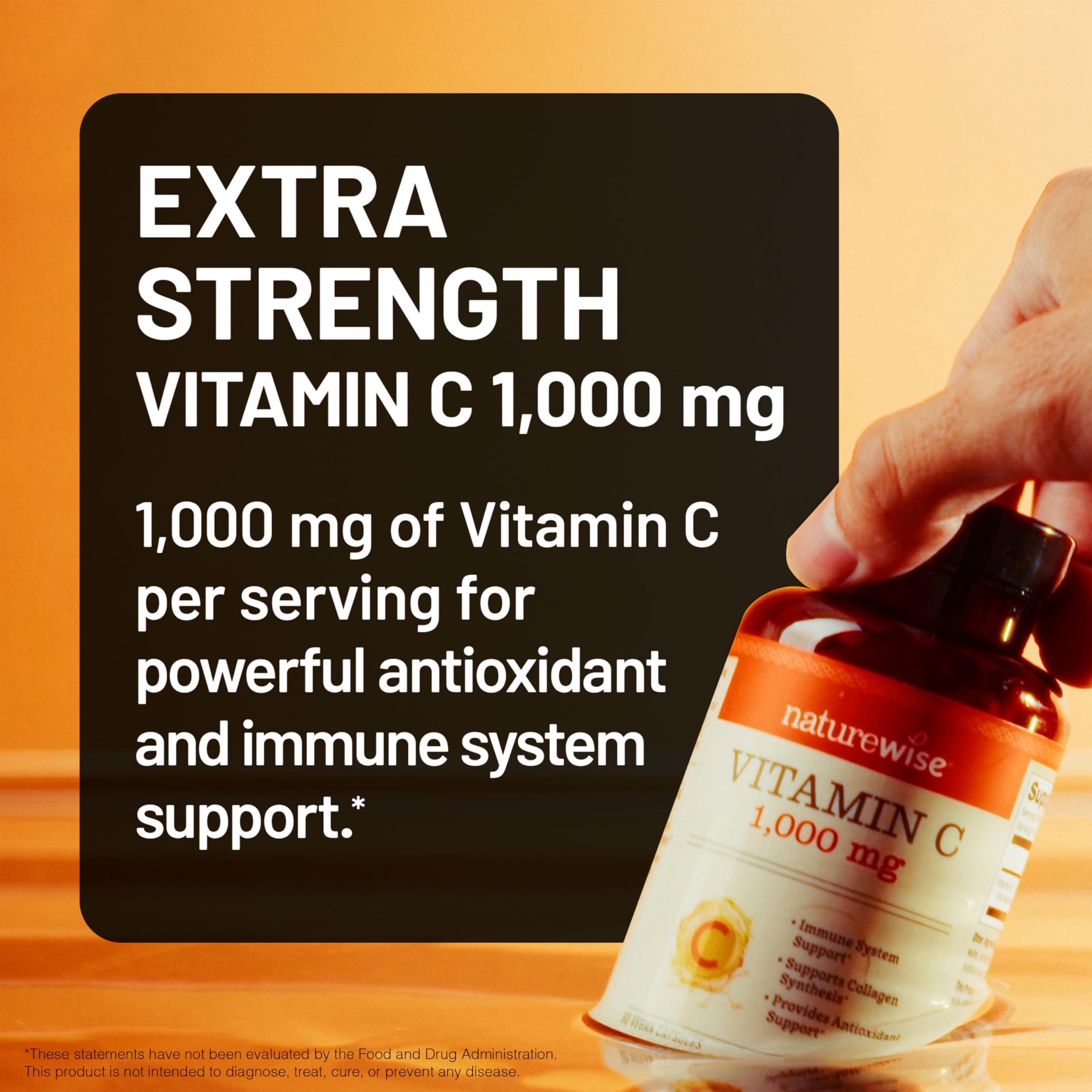 NatureWise Vitamin C 1000mg Capsules - Extra Strength Vegan Vitamin C for Daily Antioxidant & Immune Support - Non-GMO, USA Manufactured - 120 Capsules[120-Day Supply]