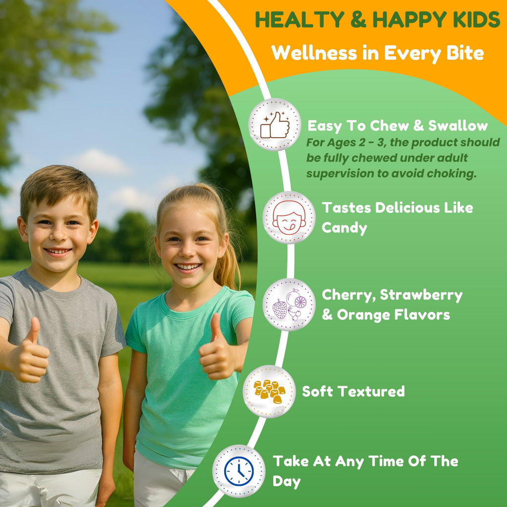 SHIFAA NUTRITION Halal Kids Multivitamin Gummies, 45-90 Days Supply, with All Essential Kids Vitamins. Toddler Vitamins with Vitamin C, D, Zinc, A, E, B6, B12, Biotin | Halal Gummies for Kids