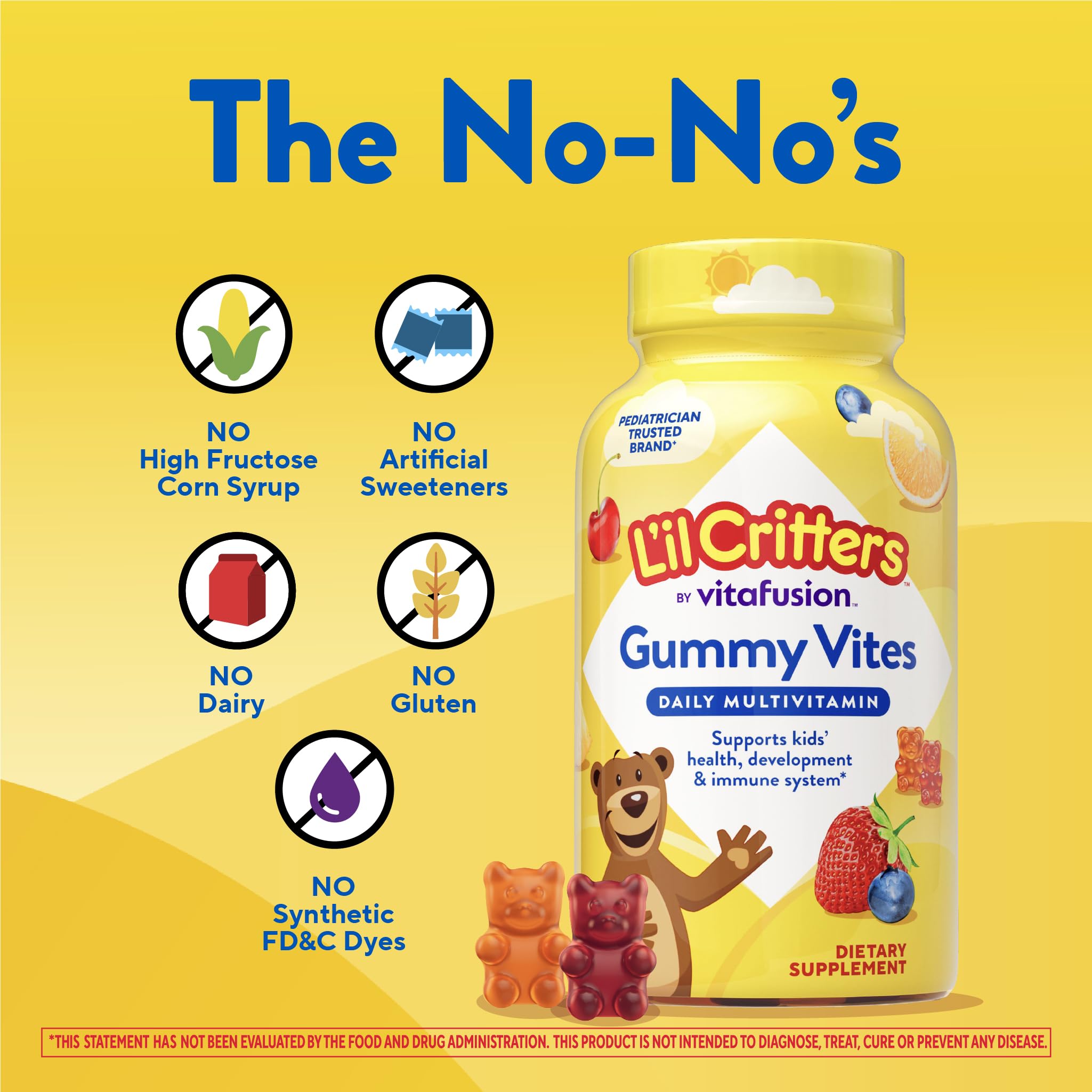 L'il Critters Gummy Vites Kids Multivitamin | 190 Gummies with Vitamins A, B, C, D, E | Assorted Fruit Flavors | Gluten and Dairy Free Children's Daily Supplement
