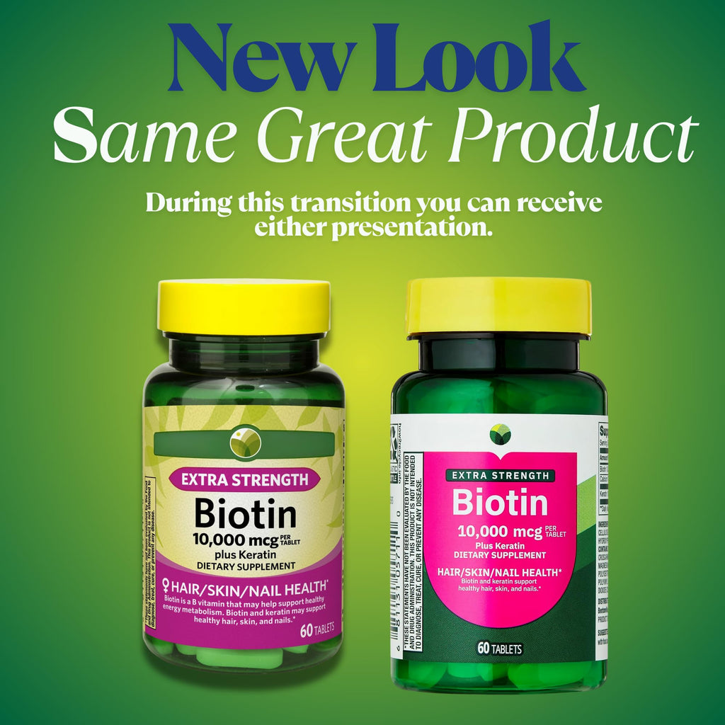 KP+ Biotin 10,000 mcg + Keratin | Supports Hair, Skin & Nail Health | Gluten Free | 60 Tablets | Pack of 1