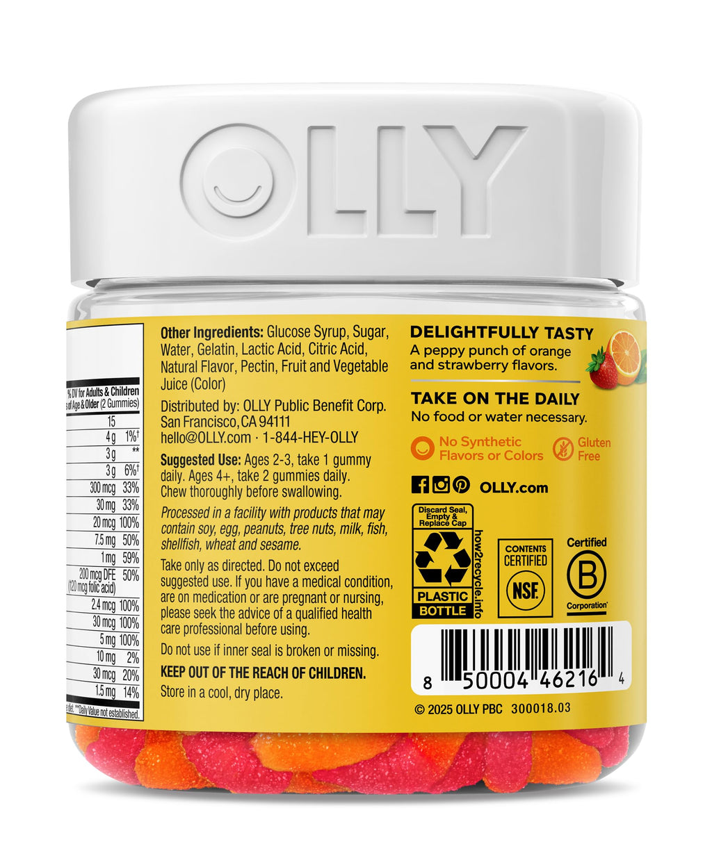 OLLY Kids Multivitamin Gummy, Overall Health and Immune Support,* Vitamins and Minerals A, C, D, E, Bs and Zinc, Kids Chewable Supplement, Sour Fruity Punch Flavored, 70 or 35 Day Supply - 70 Count
