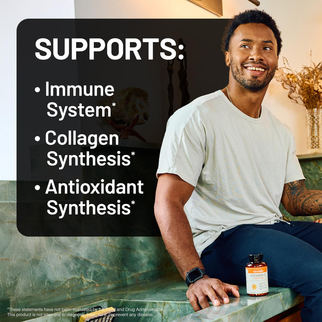 NatureWise Vitamin C 1000mg Capsules - Extra Strength Vegan Vitamin C for Daily Antioxidant & Immune Support - Non-GMO, USA Manufactured - 120 Capsules[120-Day Supply]
