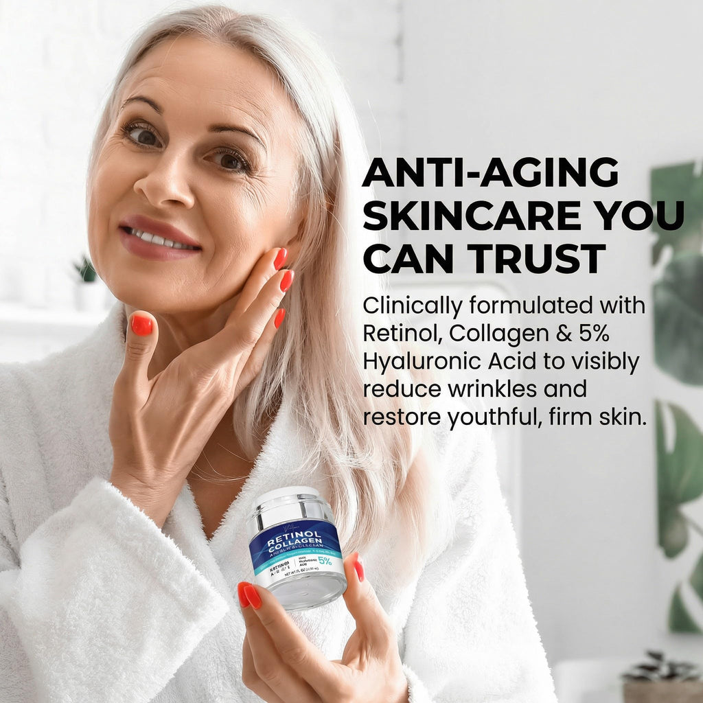 Face Moisturizer for Aging Skin: Wrinkle Cream for Older Women and Men 50 and 60 plus with Retinol, Collagen and Hyaluronic Acid – Facial Moisturizer for Mature Skin, 1.7 fl. Oz (Medium, Unscented)